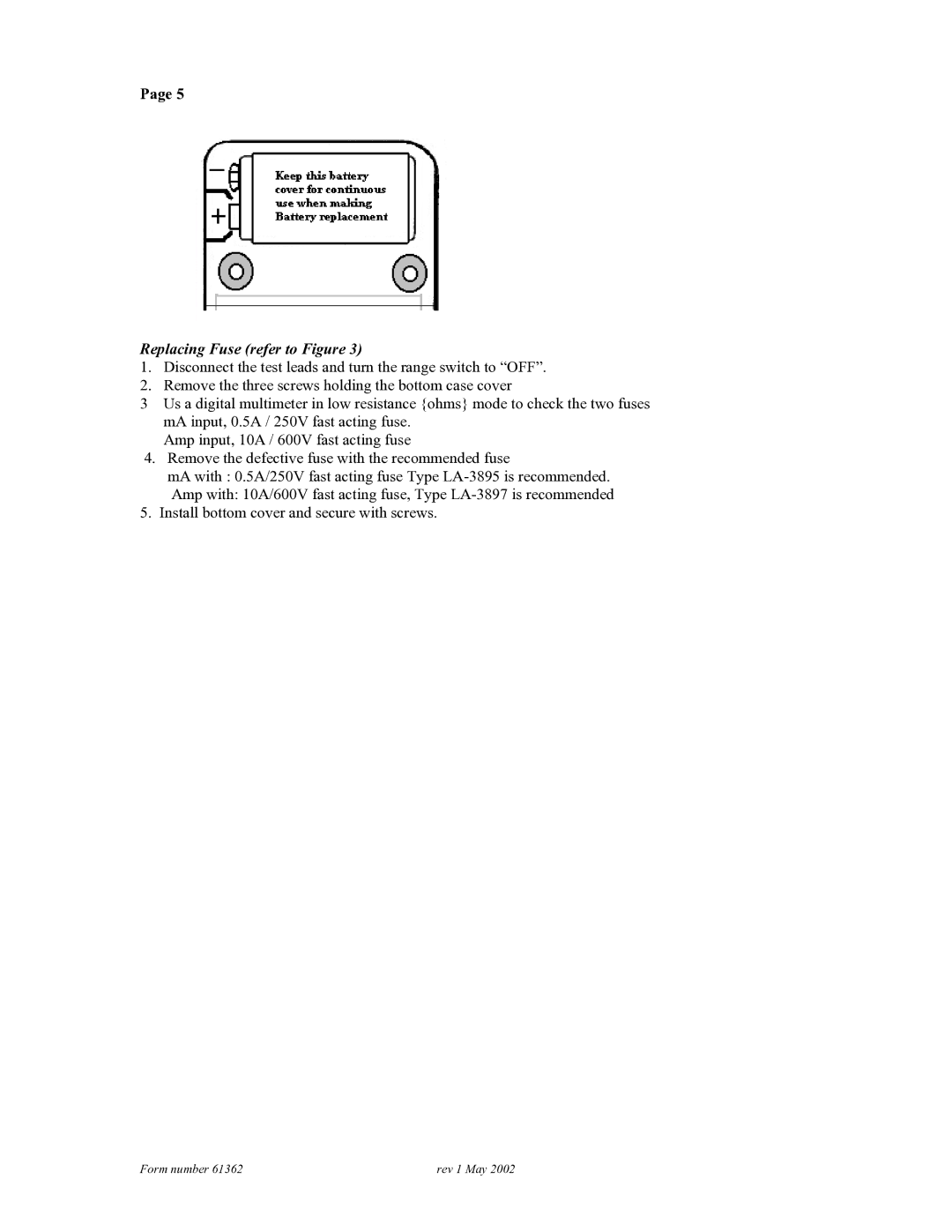 3Com 61-362 technical manual Replacing Fuse refer to Figure 