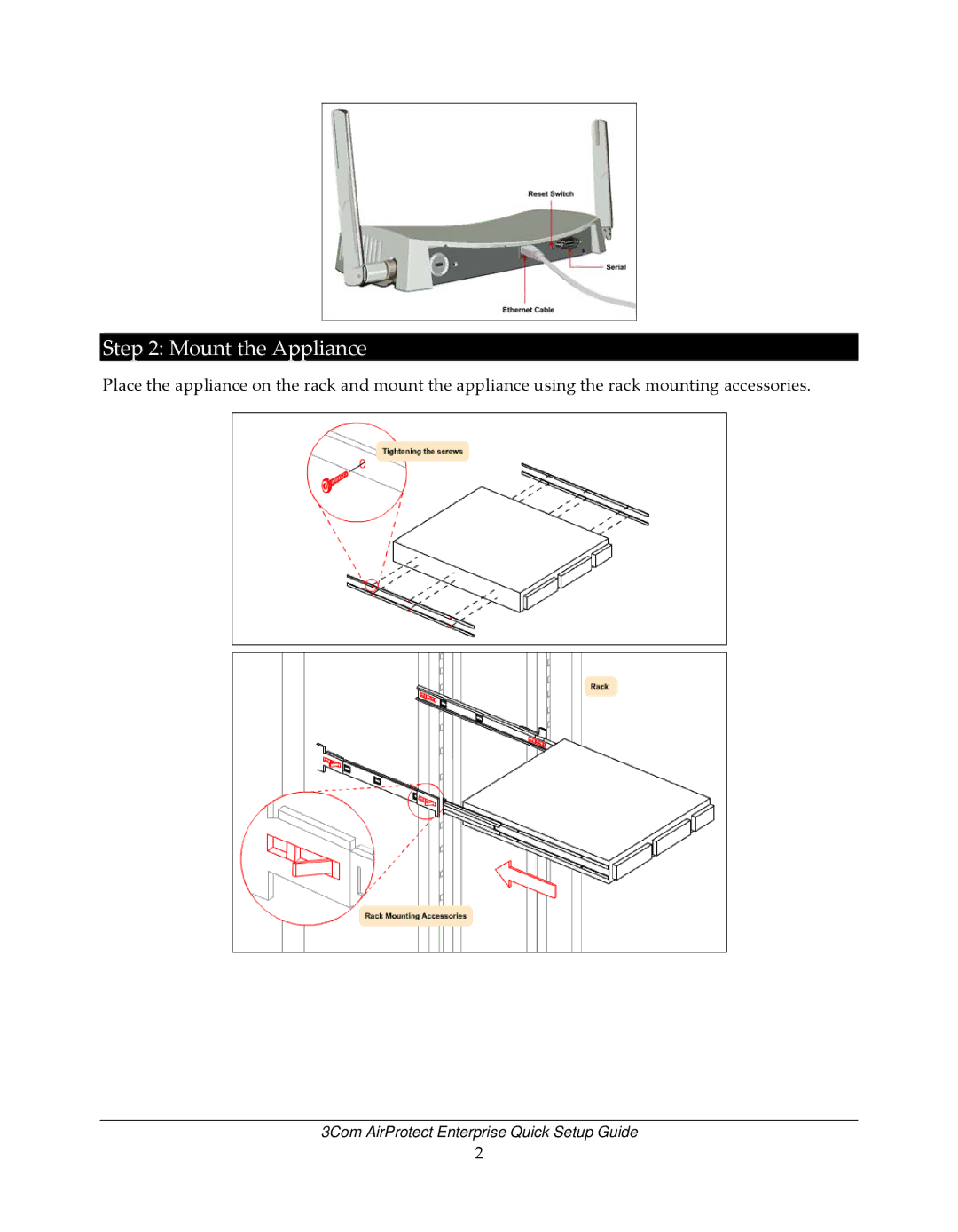 3Com 6100 setup guide Mount the Appliance 