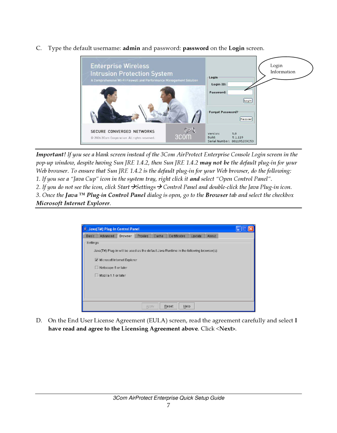 3Com 6100 setup guide Login Information 