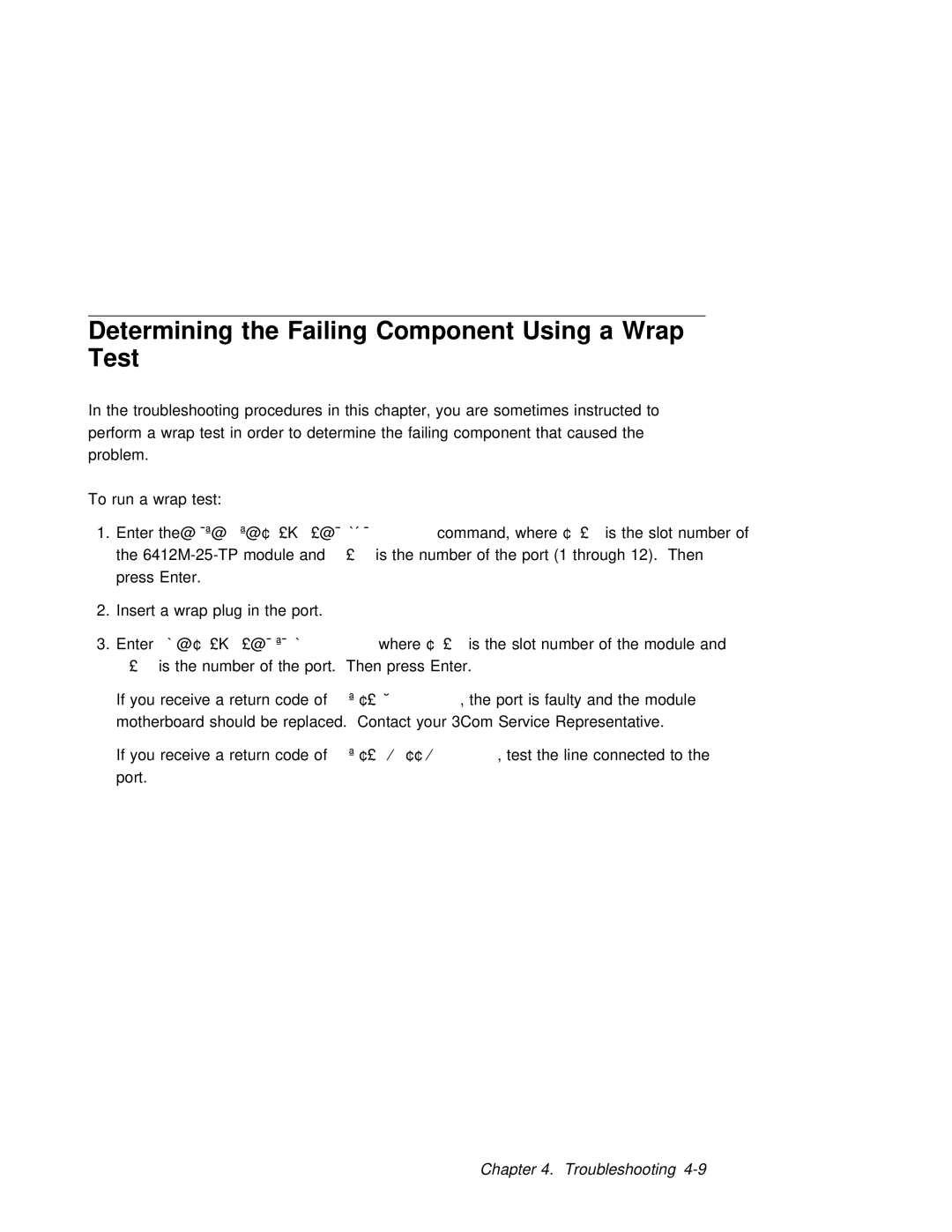 3Com 6412M-25-TP manual Determining the Failing Component Using a Wrap Test 