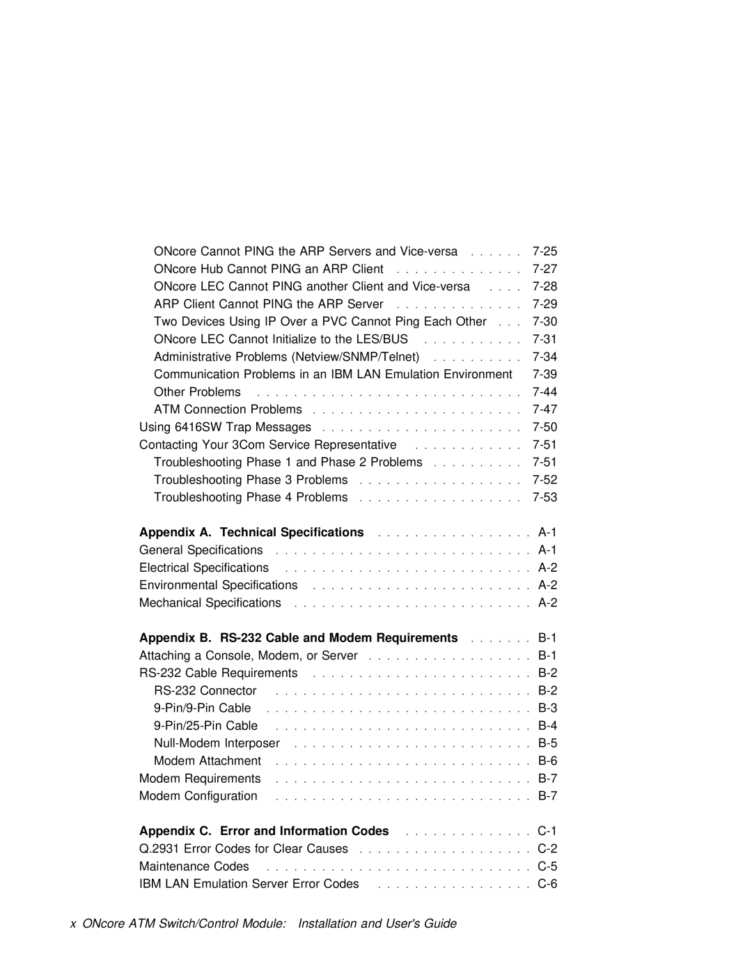 3Com 6416SW manual Lec, Ping, Codes, Ibm Lan 