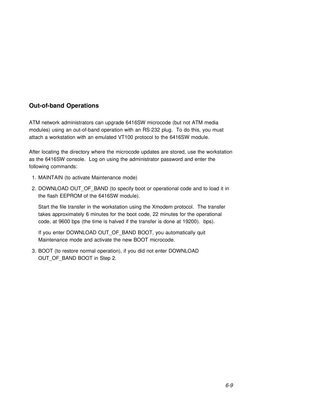 3Com 6416SW manual Out-of-band Operations, Maintain 