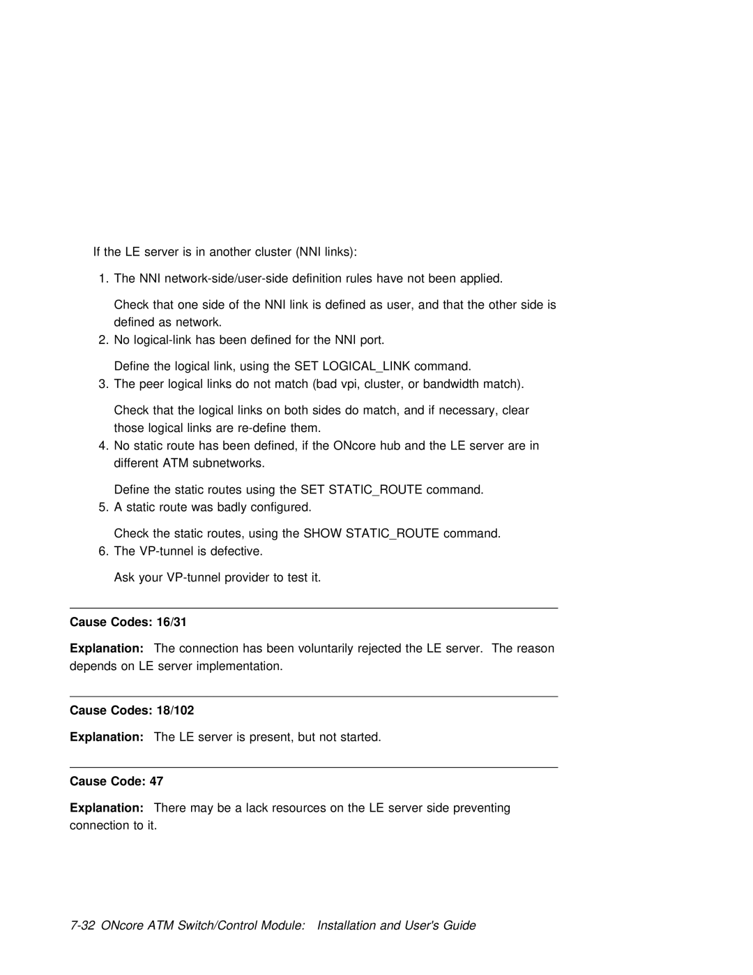 3Com 6416SW manual Cause Codes 16/31, 18/102 