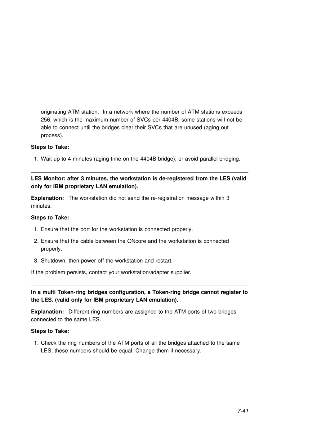 3Com 6416SW manual After Minutes, From the LES valid, Only for IBM proprietary LAN emulation, Valid only for, Steps to 