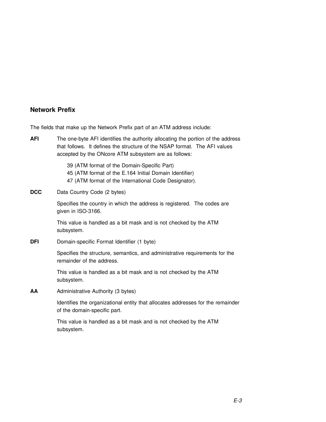 3Com 6416SW manual Network Prefix, Afi 