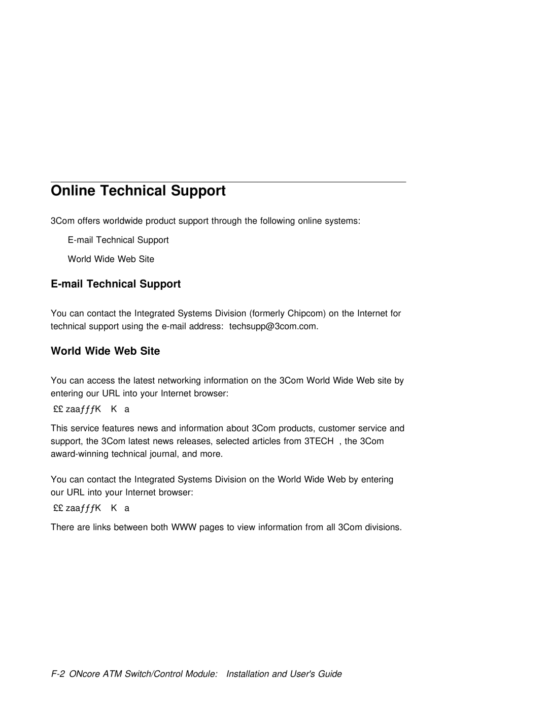 3Com 6416SW manual Online Technical Support, Mail Technical Support, World Wide Web Site 