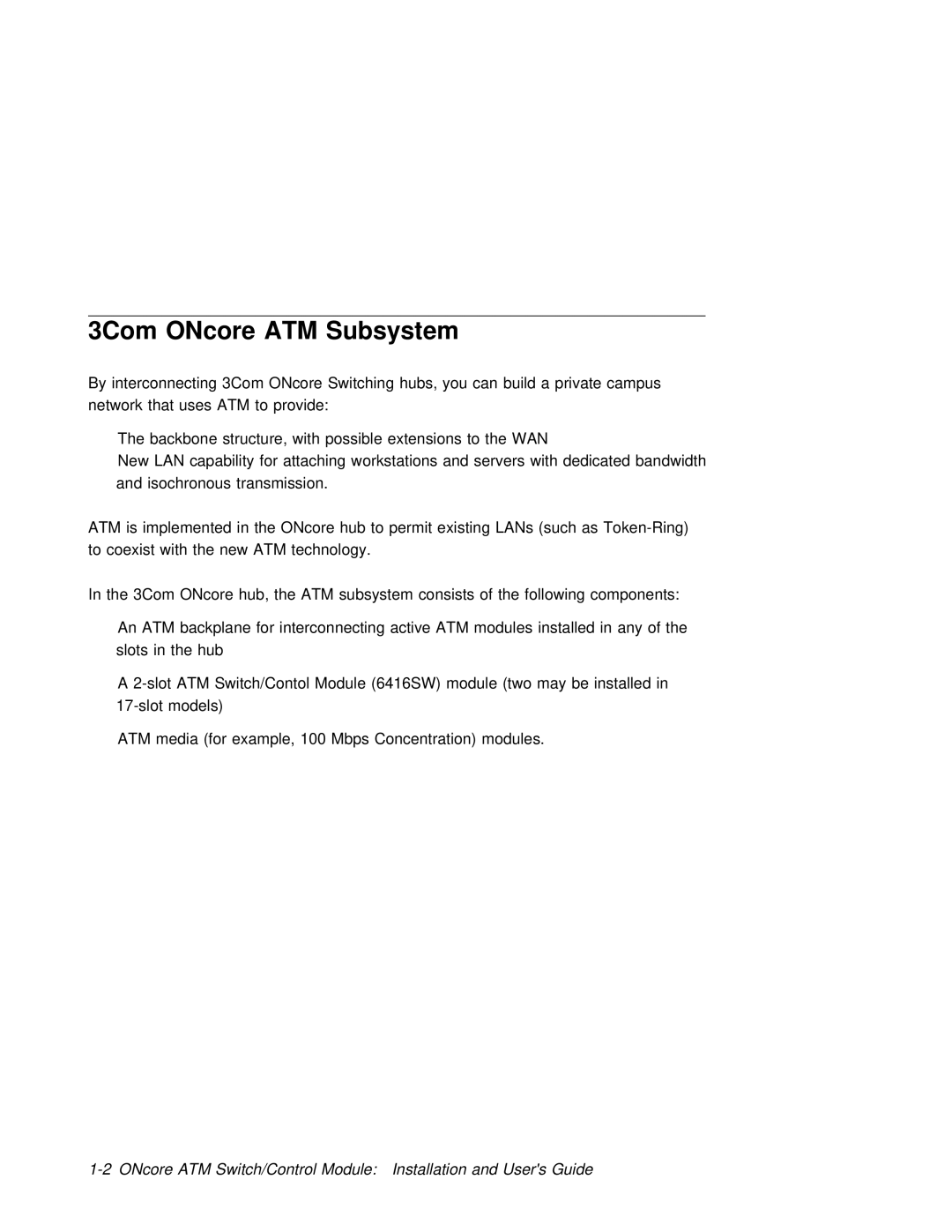 3Com 6416SW manual ONcore, Subsystem 