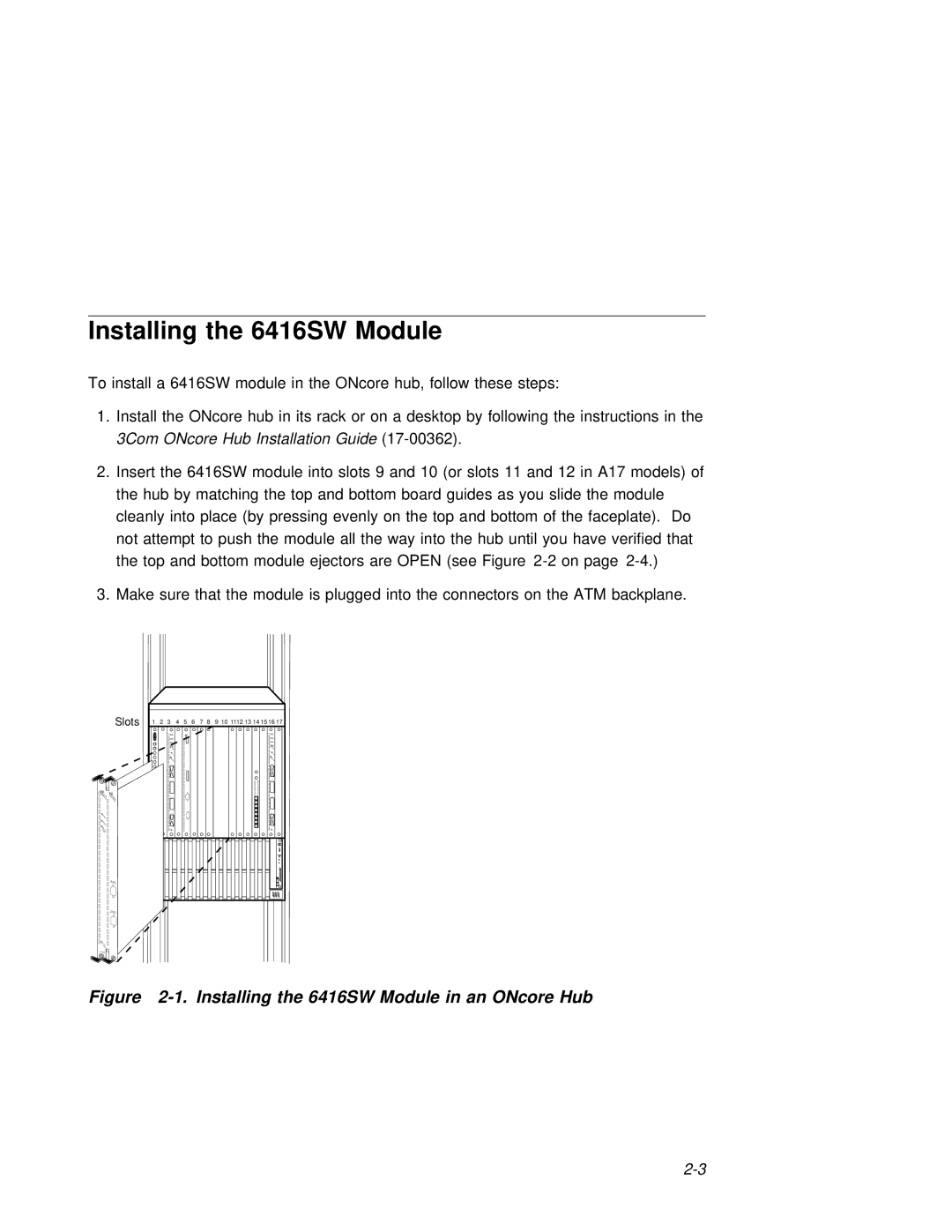 3Com 6416SW manual 3Com ONcore Hub Installation Guide17-00362 