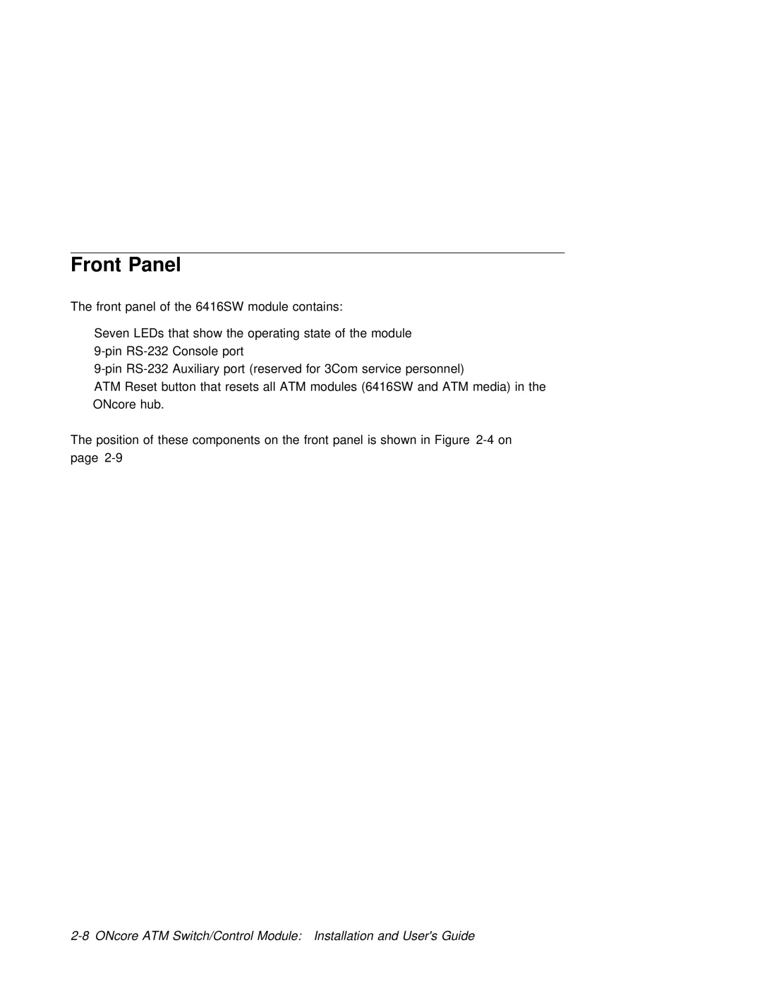 3Com 6416SW manual Front Panel 