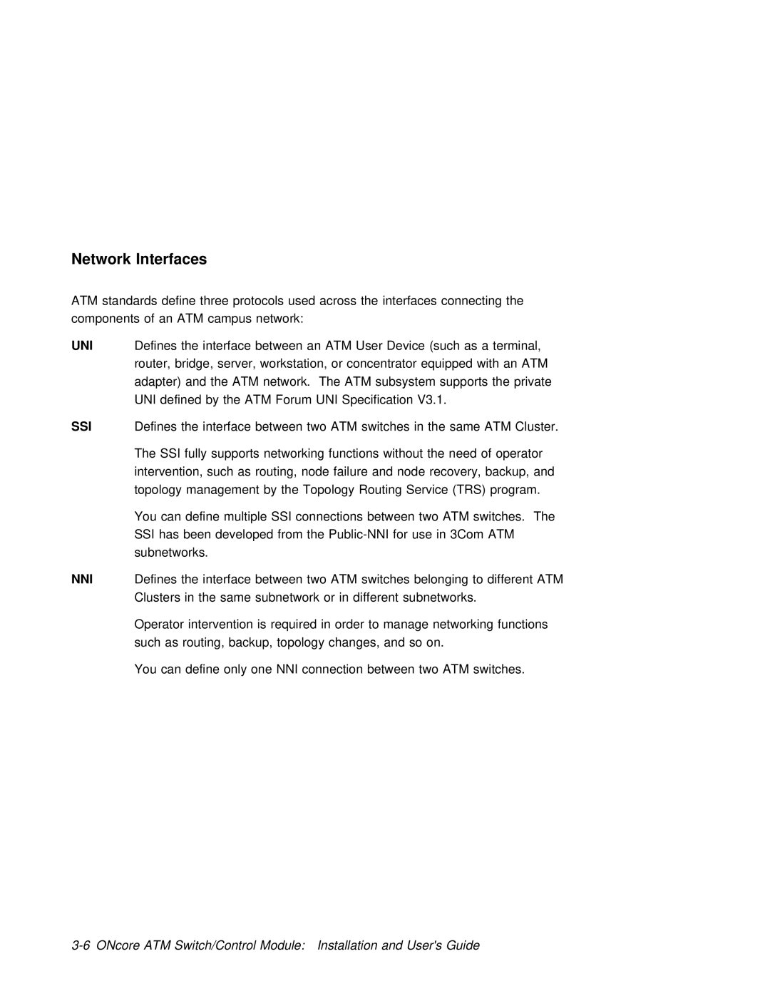 3Com 6416SW manual Network Interfaces, Uni 