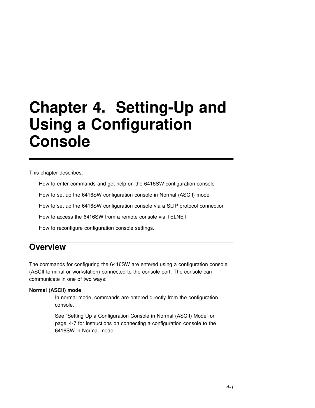 3Com 6416SW manual Overview, Normal Ascii mode 