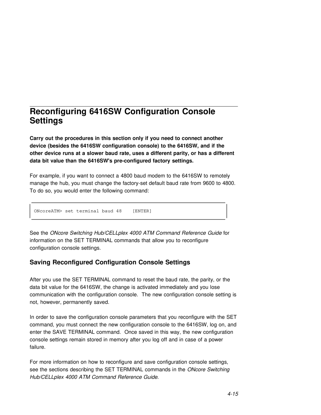 3Com 6416SW manual Saving Reconfigured Configuration Console Settings 