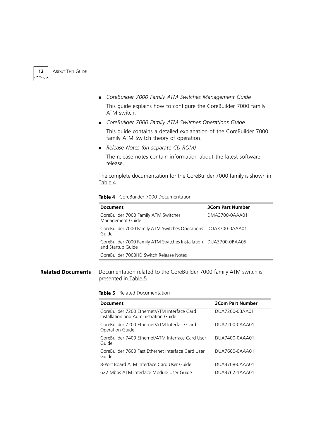 3Com manual CoreBuilder 7000 Family ATM Switches Operations Guide, Document 3Com Part Number 