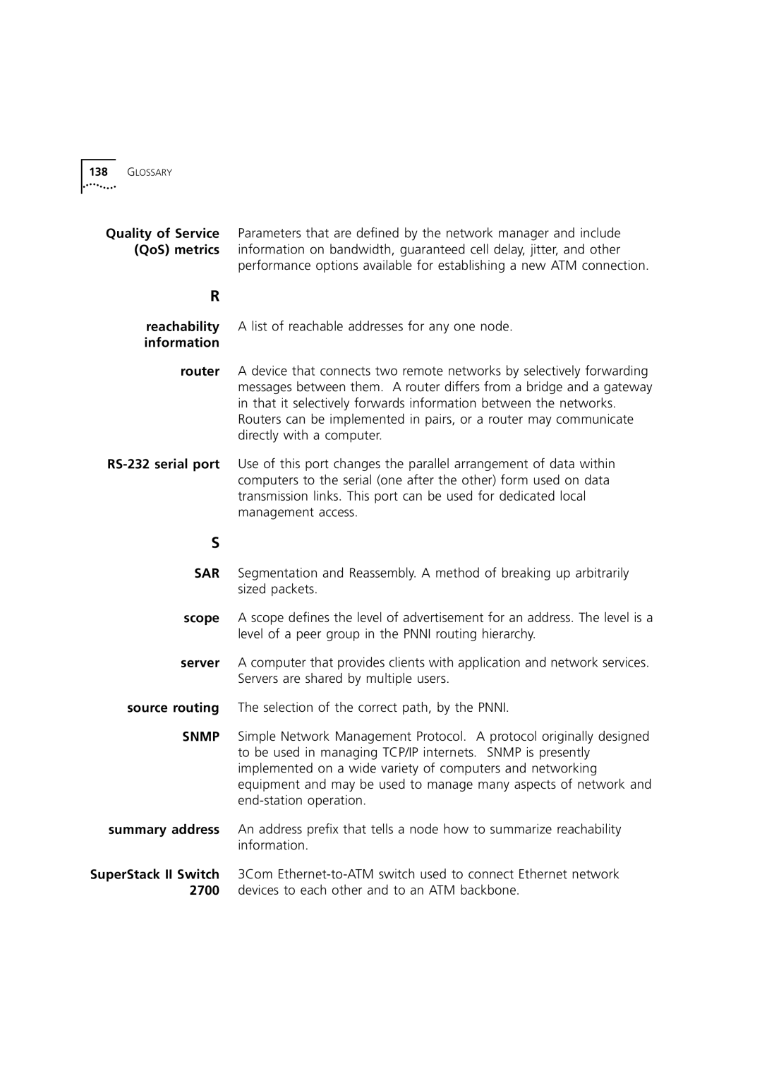 3Com 7000 manual Glossary 