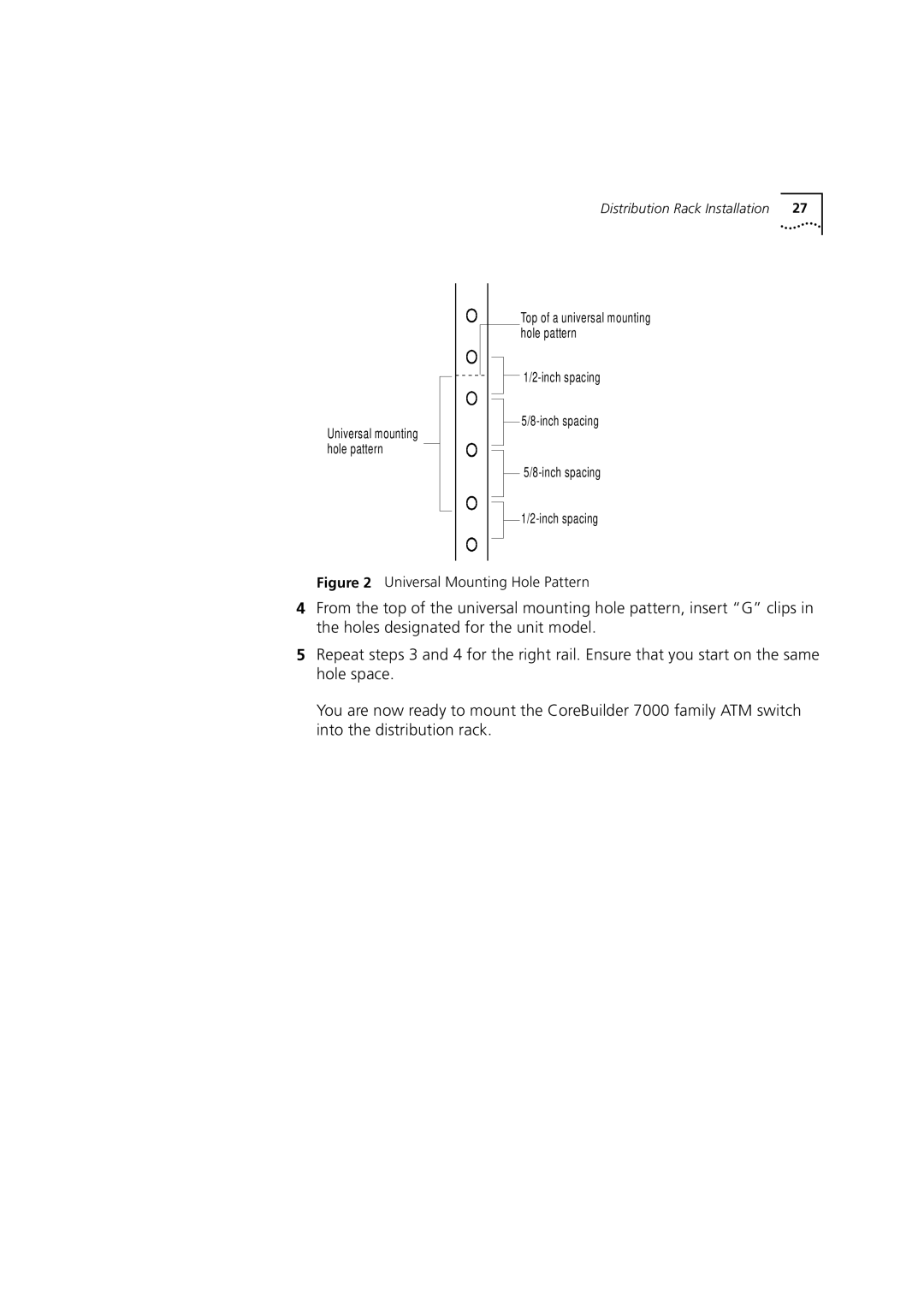 3Com 7000 manual Universal Mounting Hole Pattern 