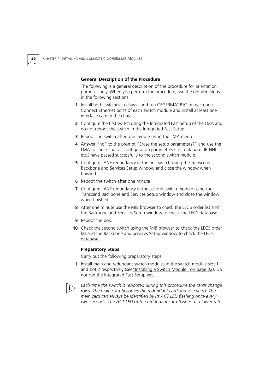 3Com 7000 manual General Description of the Procedure, Preparatory Steps 