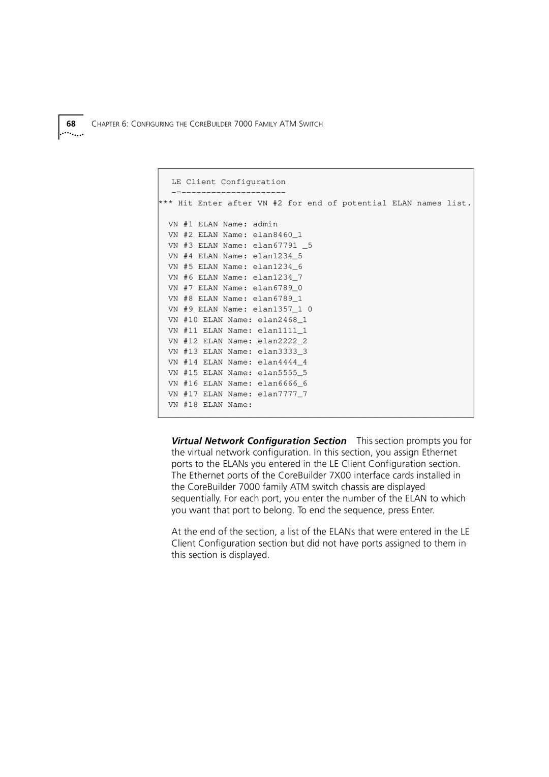 3Com manual Configuring the Corebuilder 7000 Family ATM Switch 