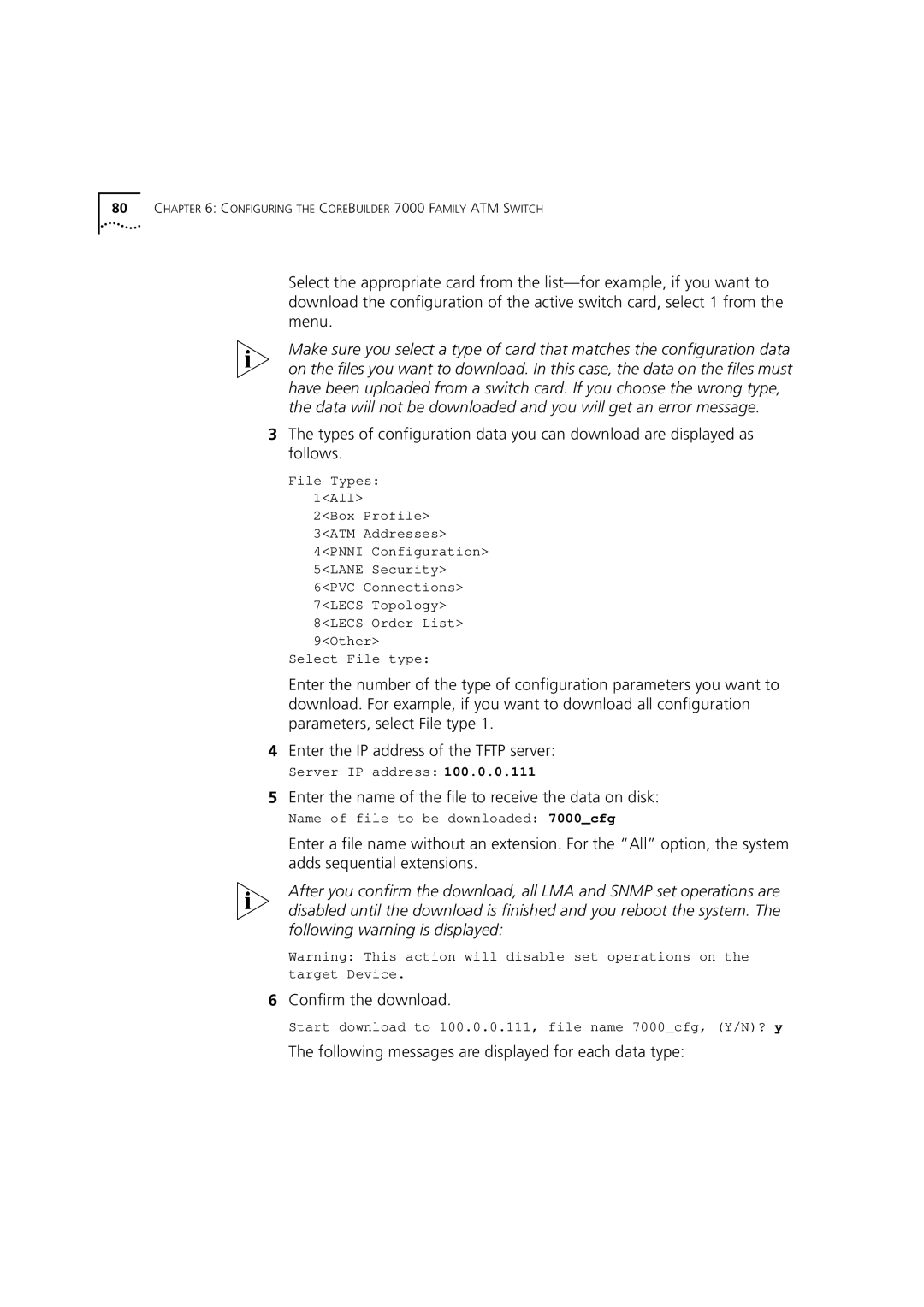 3Com 7000 manual Confirm the download 