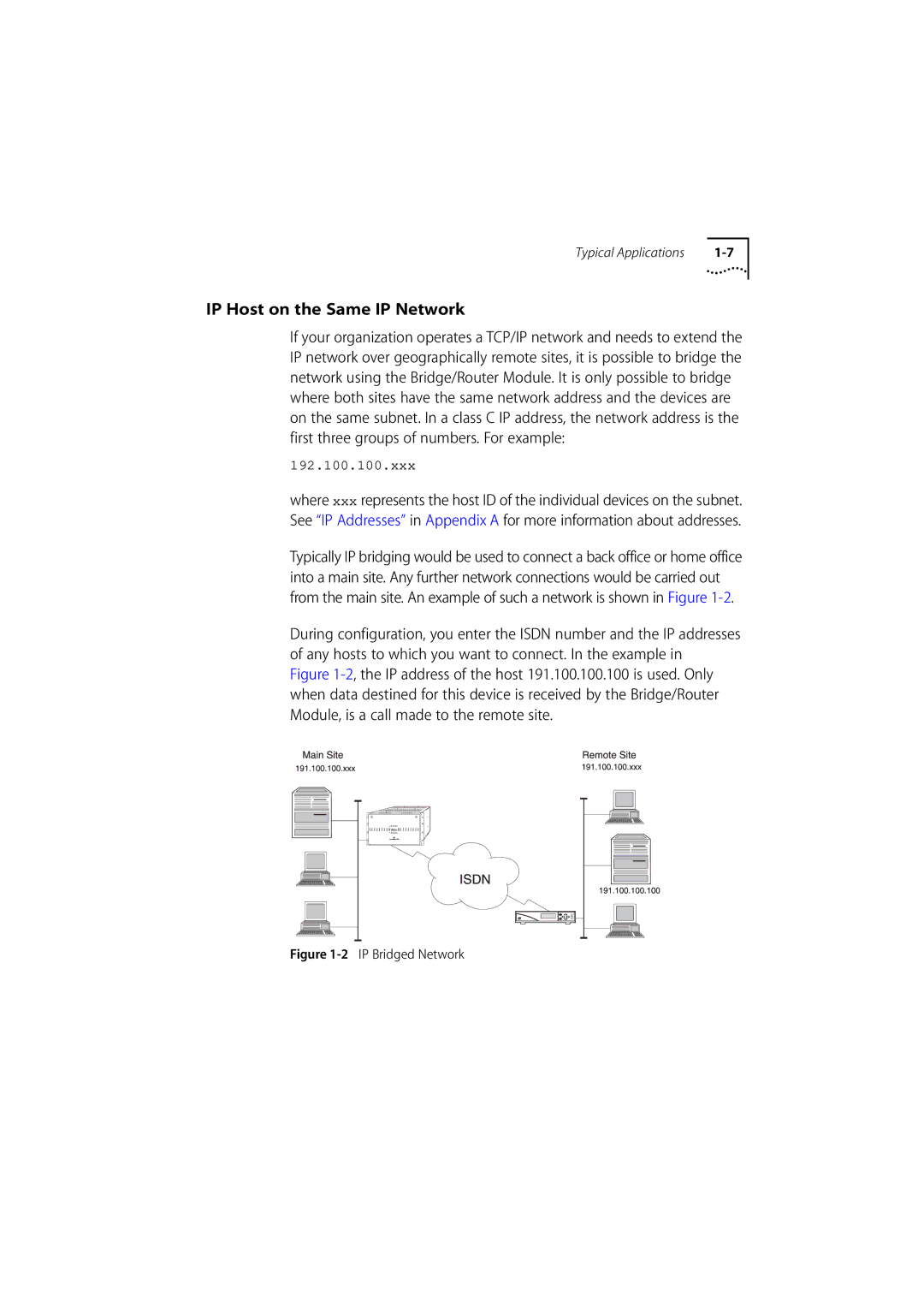 3Com 7000 manual IP Host on the Same IP Network, 192.100.100.xxx 