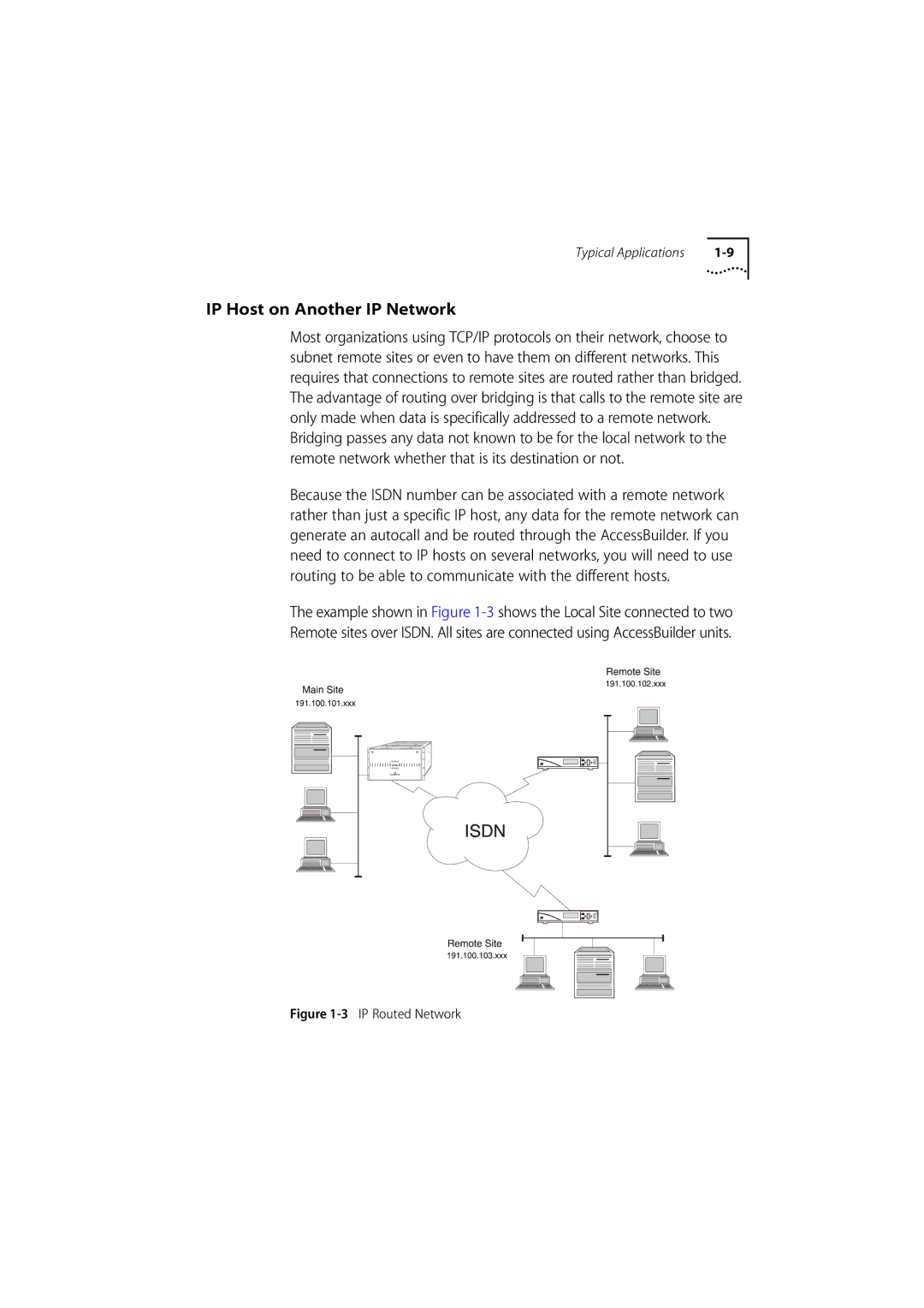 3Com 7000 manual IP Host on Another IP Network, IP Routed Network 