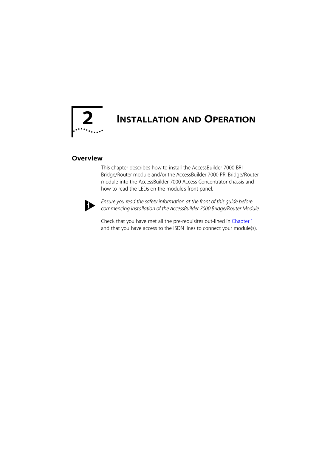 3Com 7000 manual Installation and Operation, Overview 