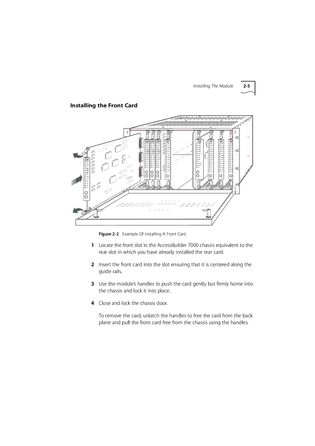 3Com 7000 manual Installing the Front Card, Example Of Installing a Front Card 