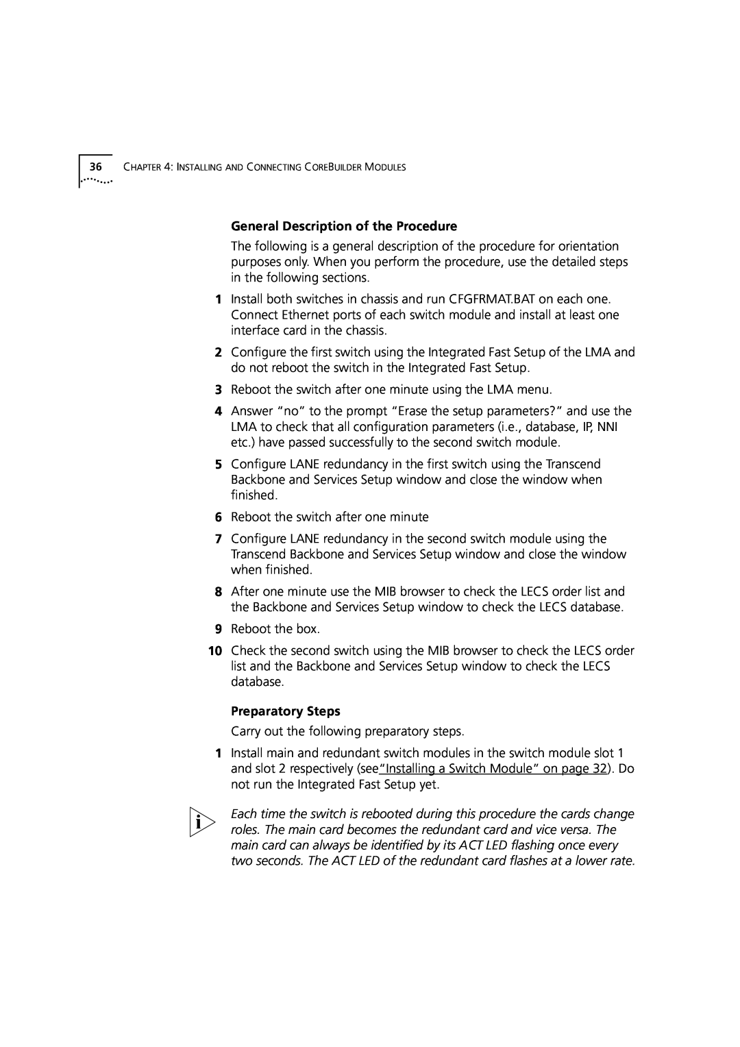 3Com 7000 manual General Description of the Procedure, Preparatory Steps 
