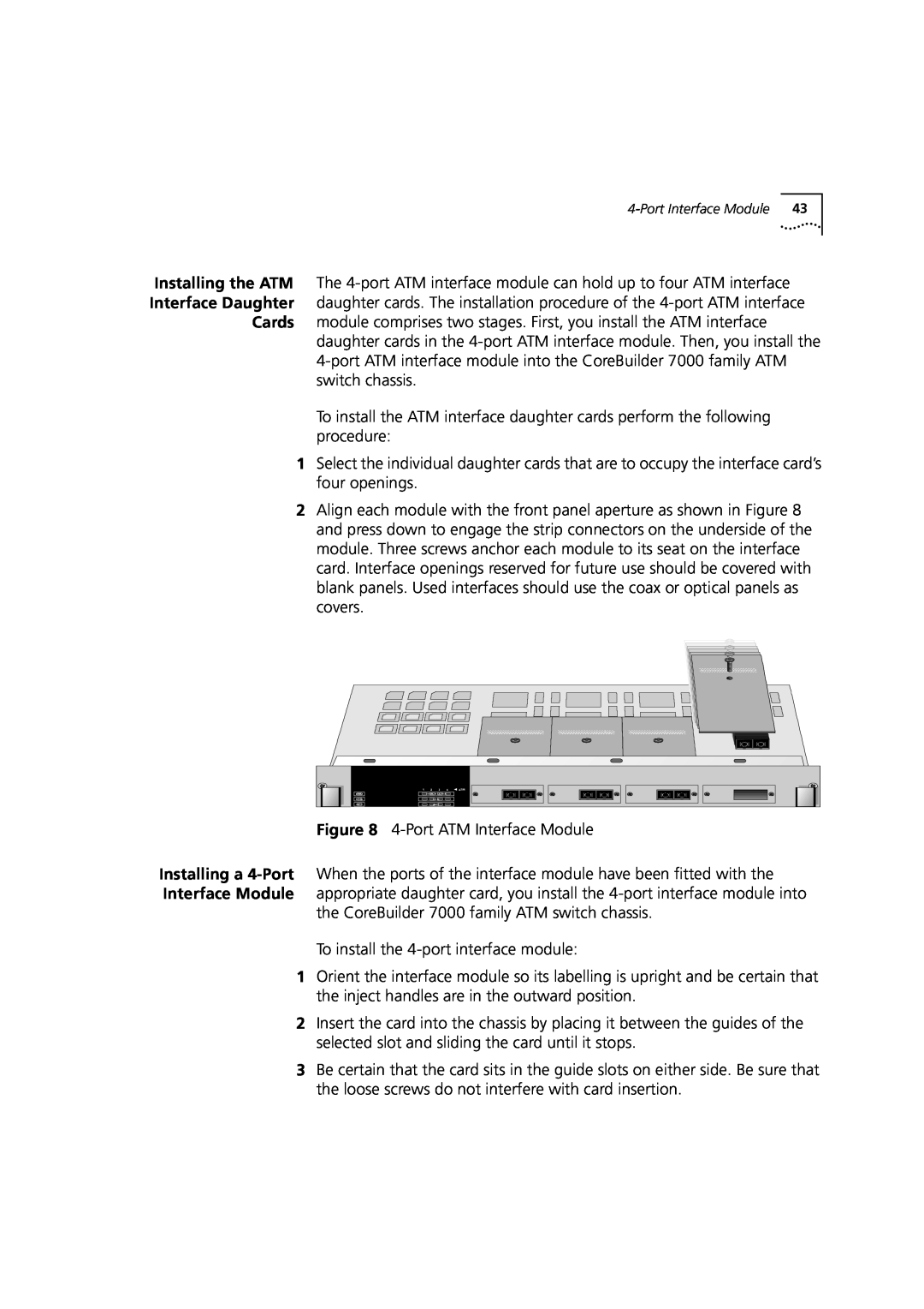 3Com 7000 manual 4-Port ATM Interface Module 