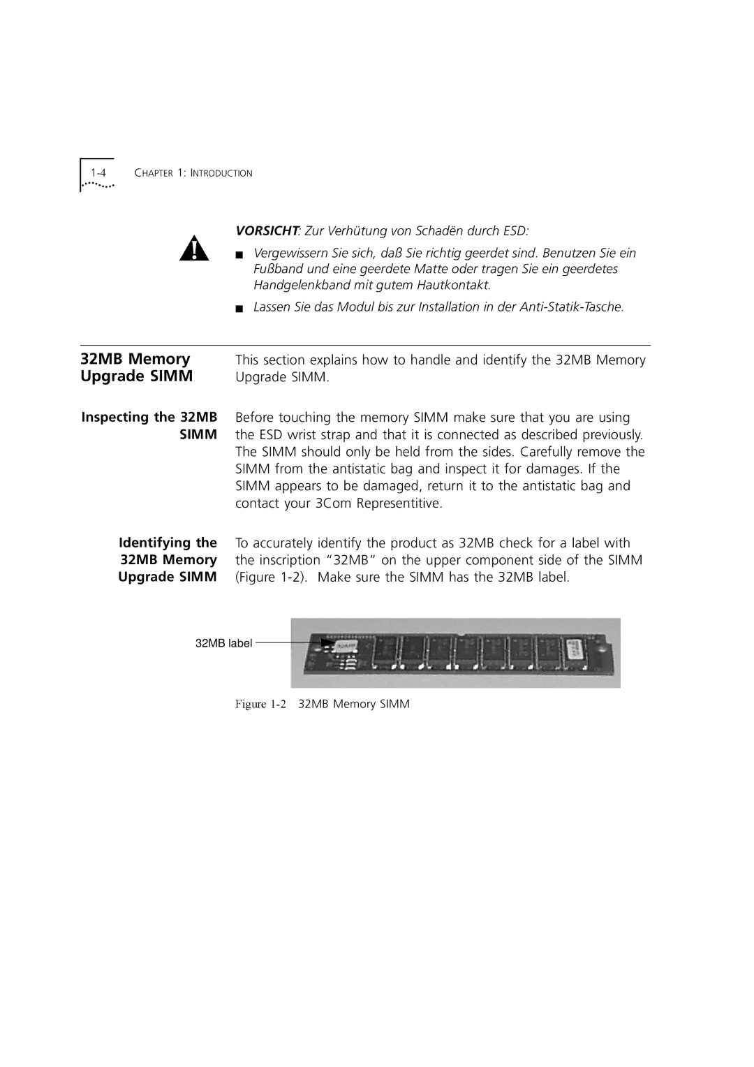 3Com 7000HD manual 32MB Memory, Upgrade Simm 