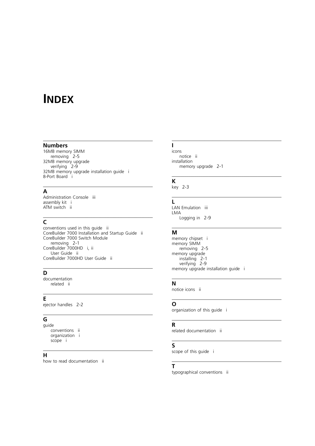 3Com 7000HD manual Index, Numbers 