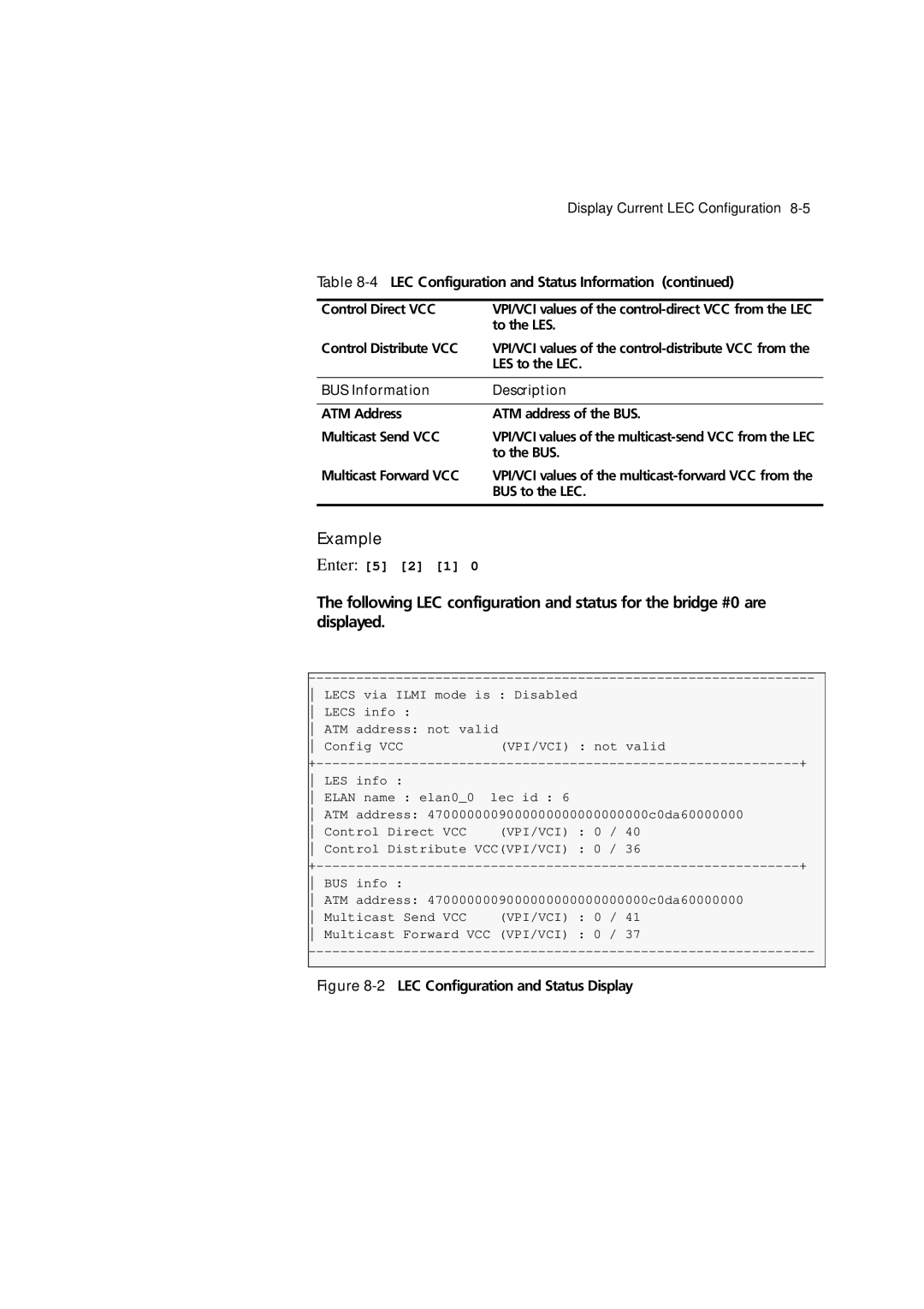 3Com 7600 manual 2LEC Configuration and Status Display, BUS Information Description 