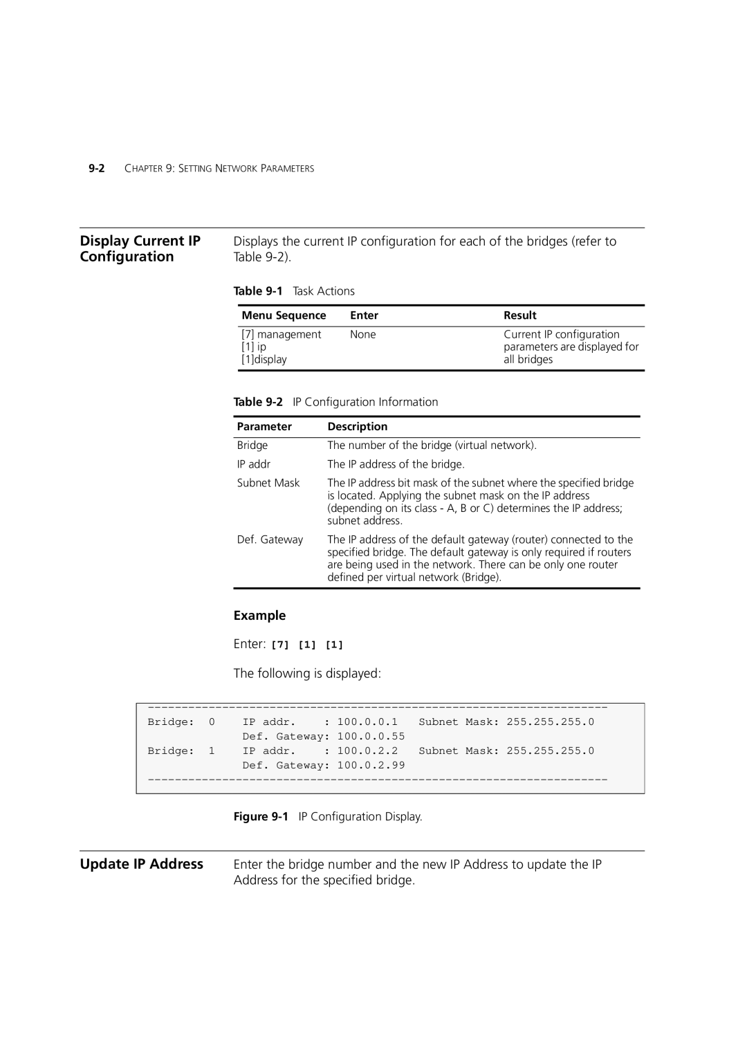 3Com 7600 manual Display Current IP, 2IP Configuration Information 