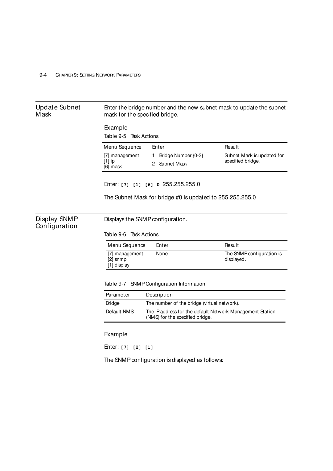 3Com 7600 manual Update Subnet, Mask, Display Snmp 