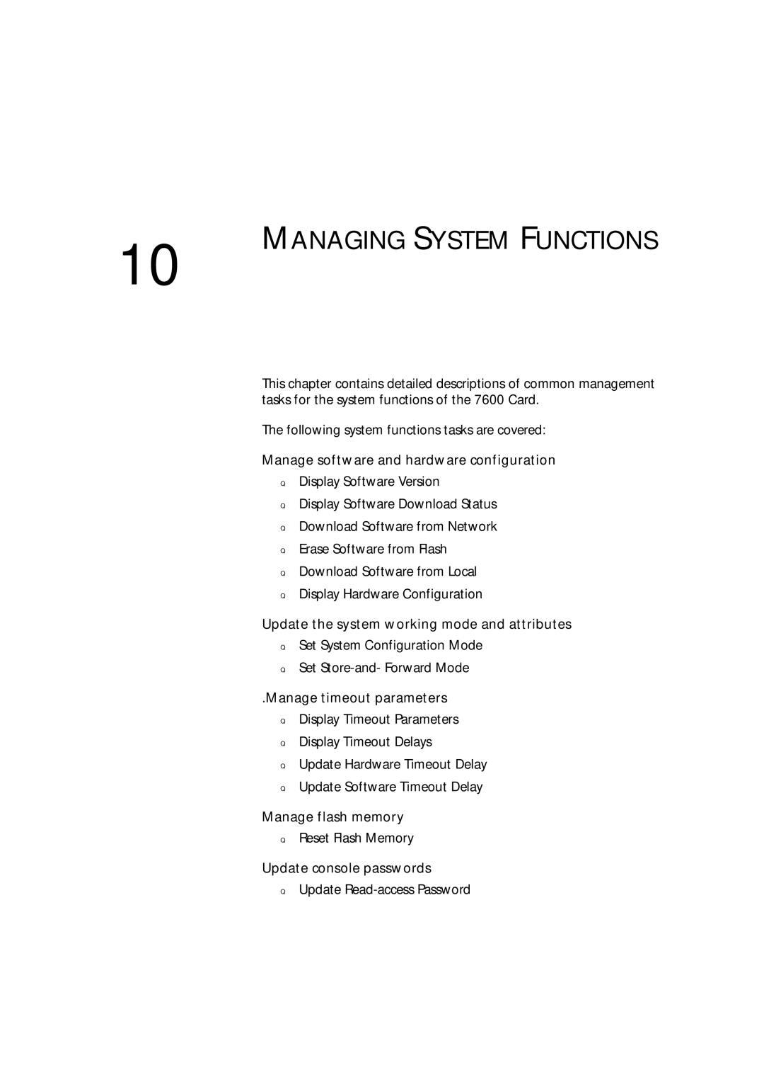 3Com 7600 manual Managing System Functions 