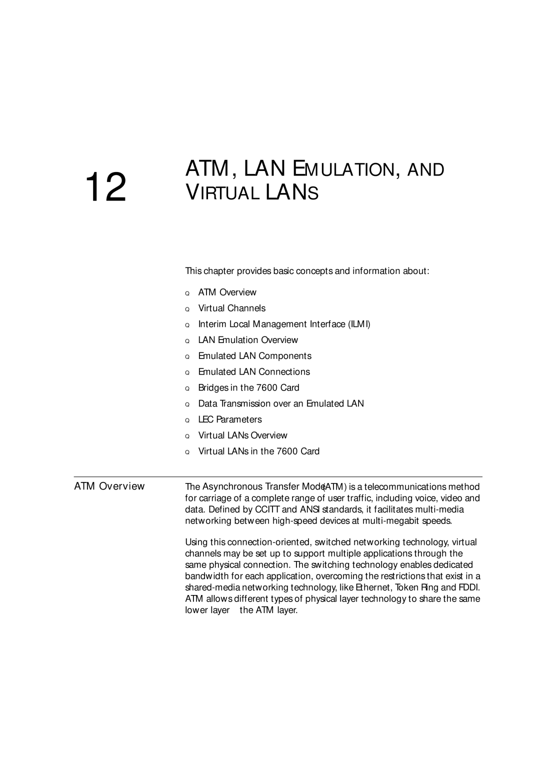 3Com 7600 manual Virtual Lans, ATM Overview 