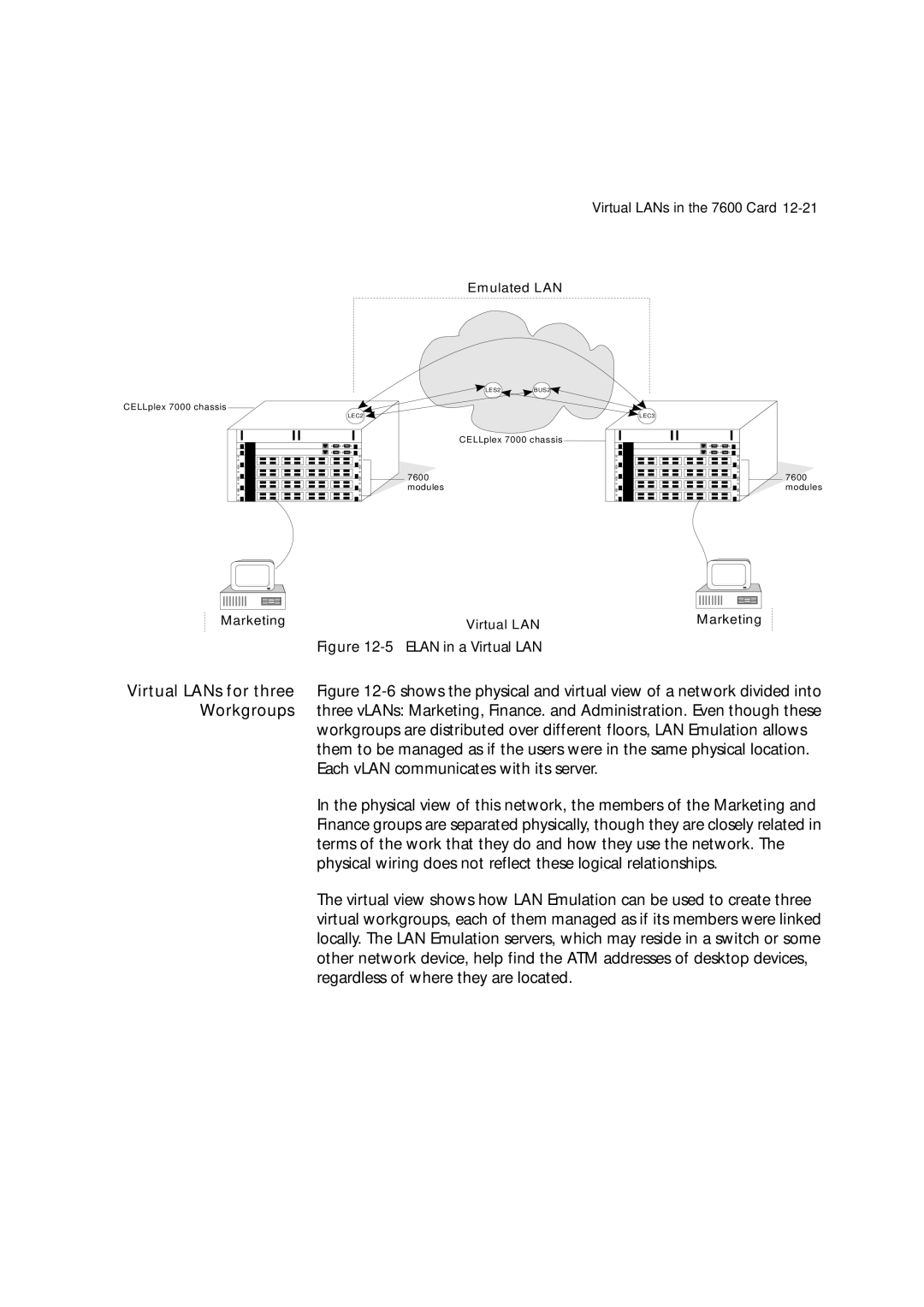 3Com 7600 manual Workgroups, Each vLAN communicates with its server 