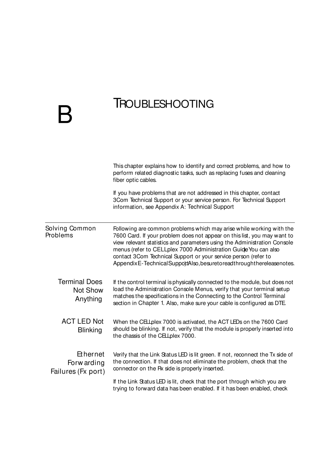 3Com 7600 manual Troubleshooting 