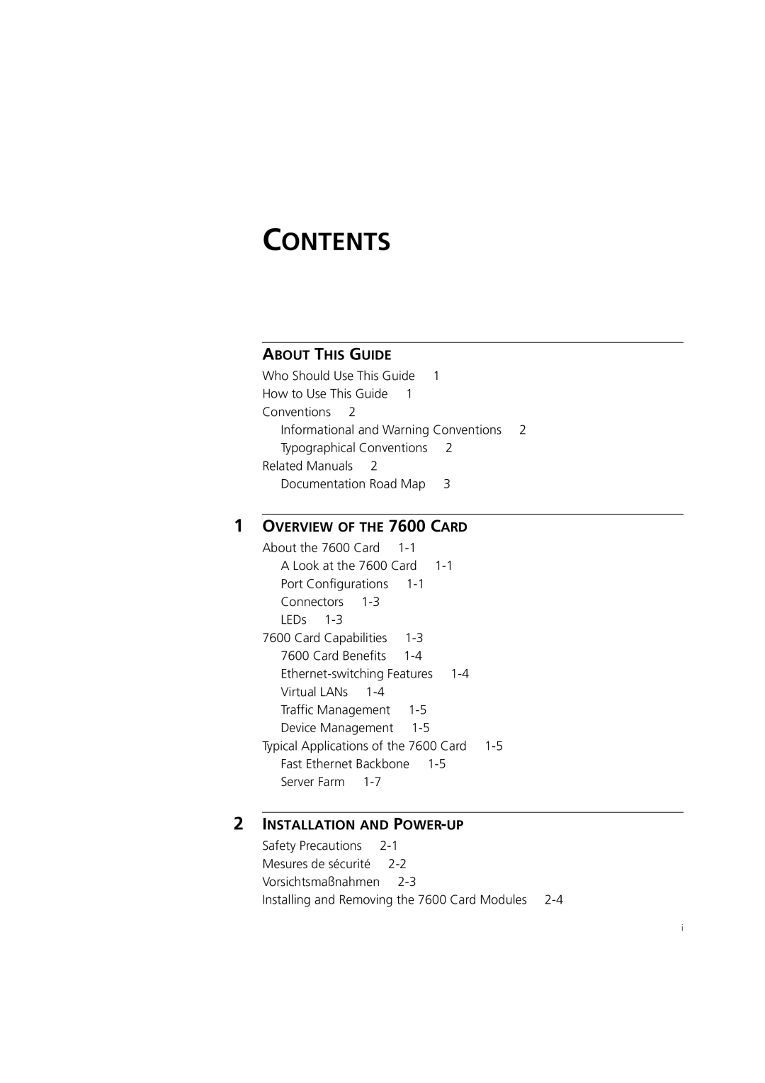 3Com 7600 manual Contents 