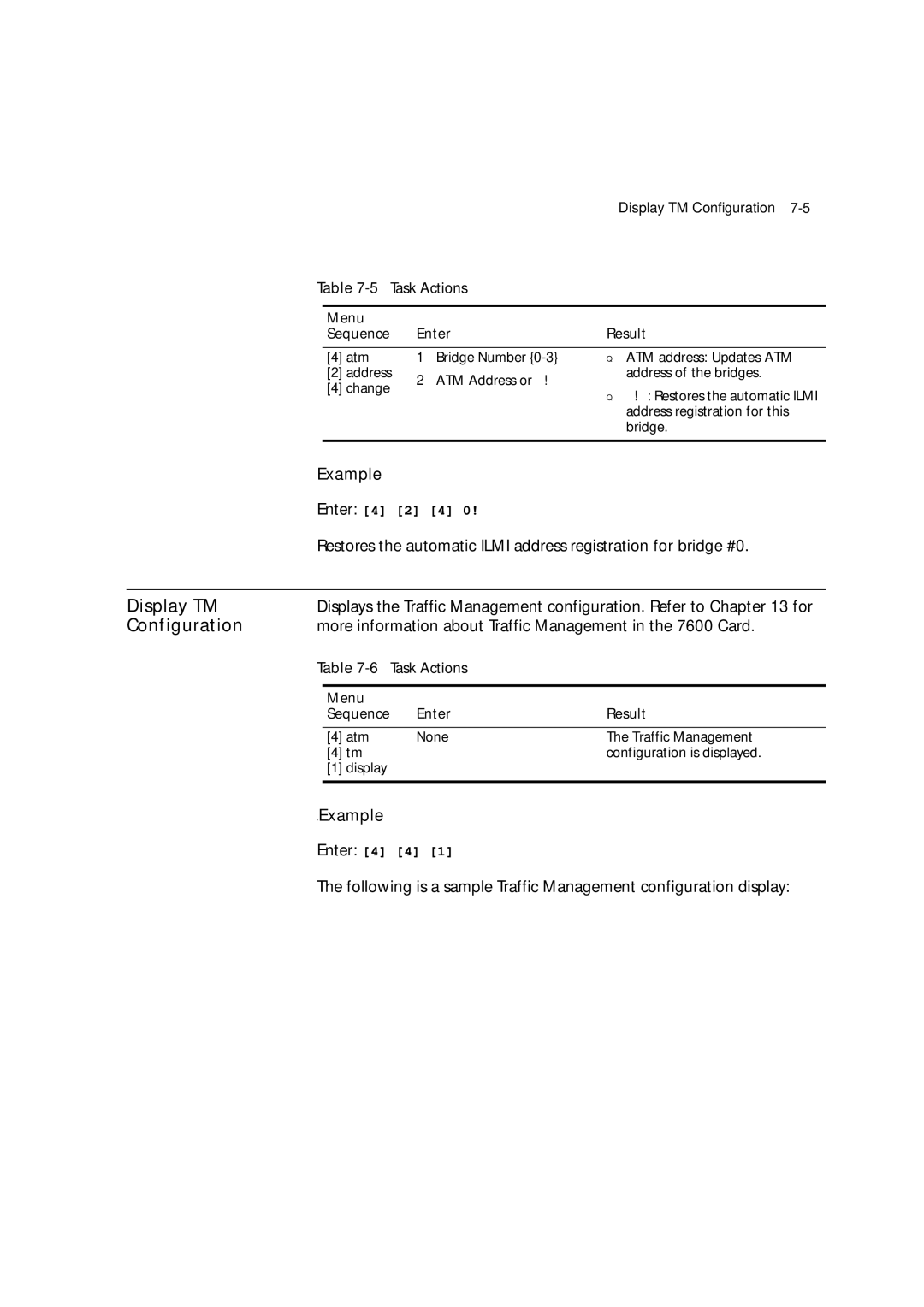 3Com manual Display TM, More information about Traffic Management in the 7600 Card, 5Task Actions 