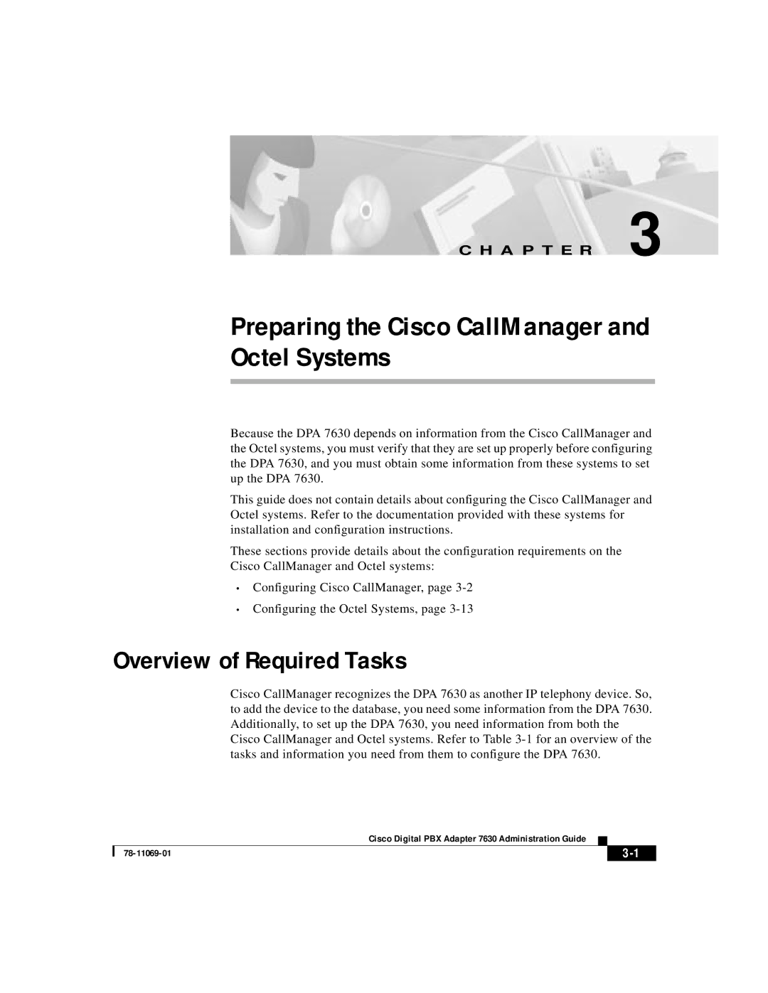 3Com 78-11069-01 manual Preparing the Cisco CallManager and Octel Systems, Overview of Required Tasks 