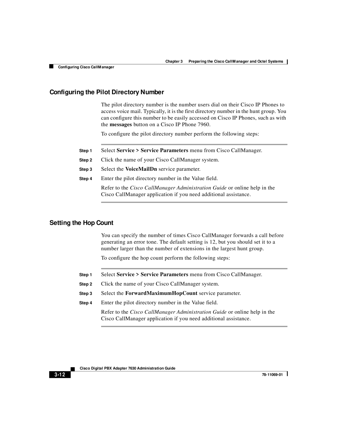 3Com 78-11069-01 manual Configuring the Pilot Directory Number, Setting the Hop Count 