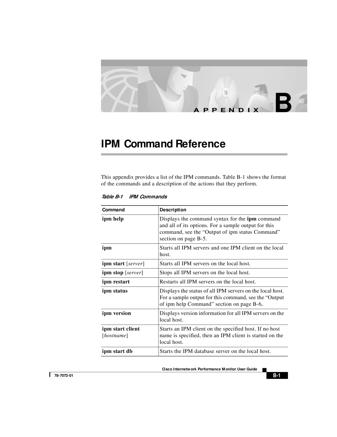 3Com 78-7072-01 appendix Description, IPM Command Reference, A P P E N D I X B 
