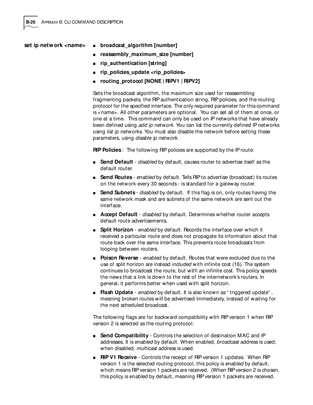 3Com 812 manual 26APPENDIX B CLI Command Description 