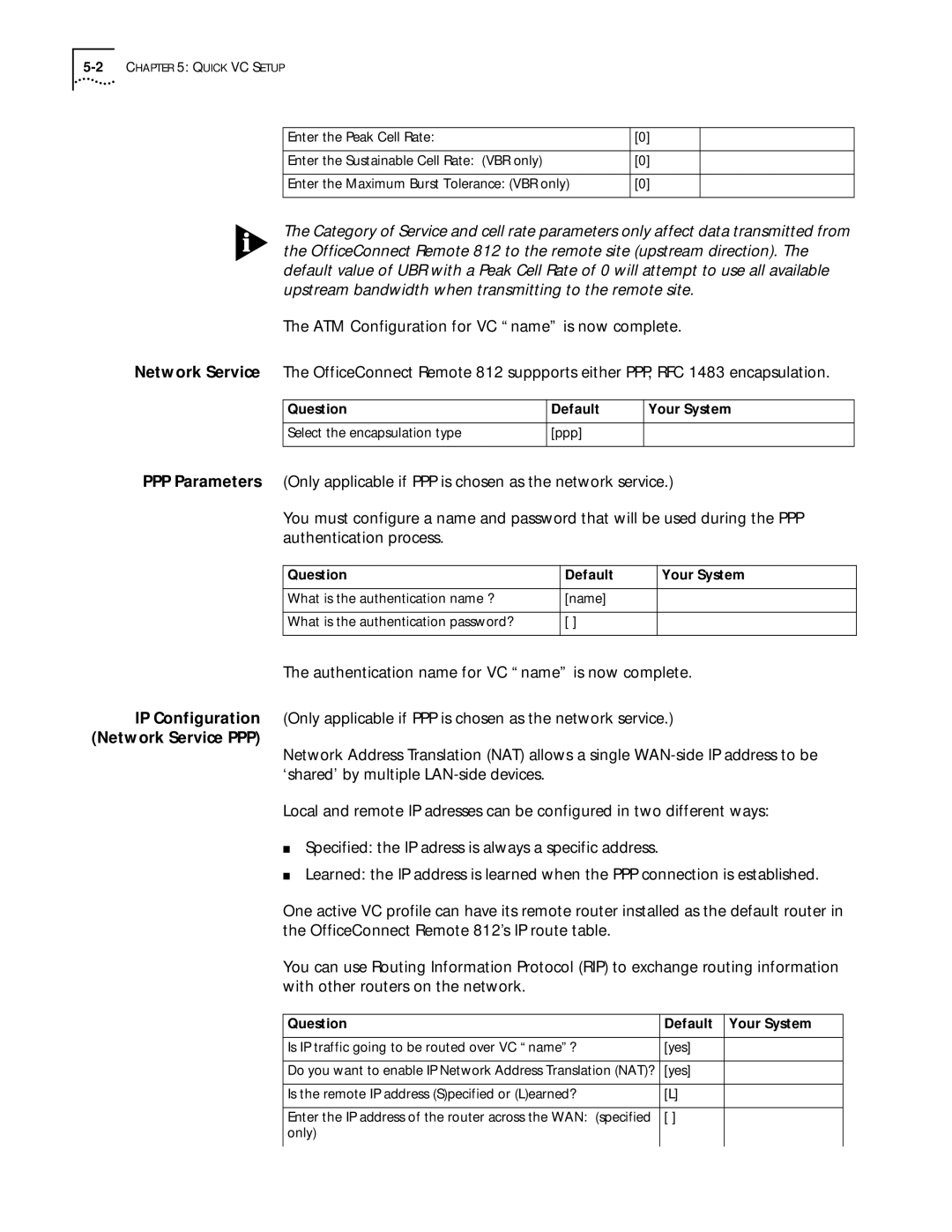 3Com 812 manual Network Service PPP 