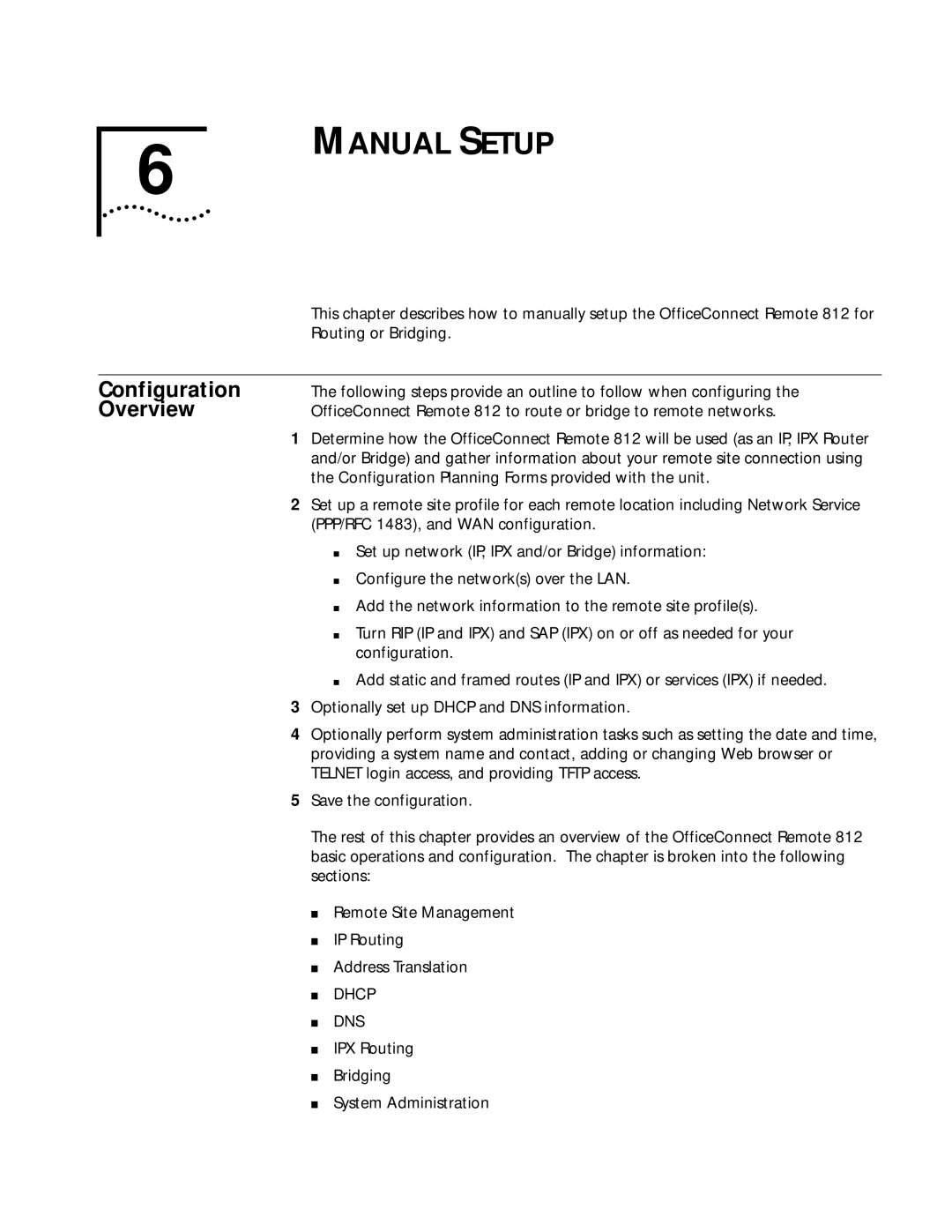 3Com 812 manual Configuration Overview, IPX Routing Bridging System Administration 