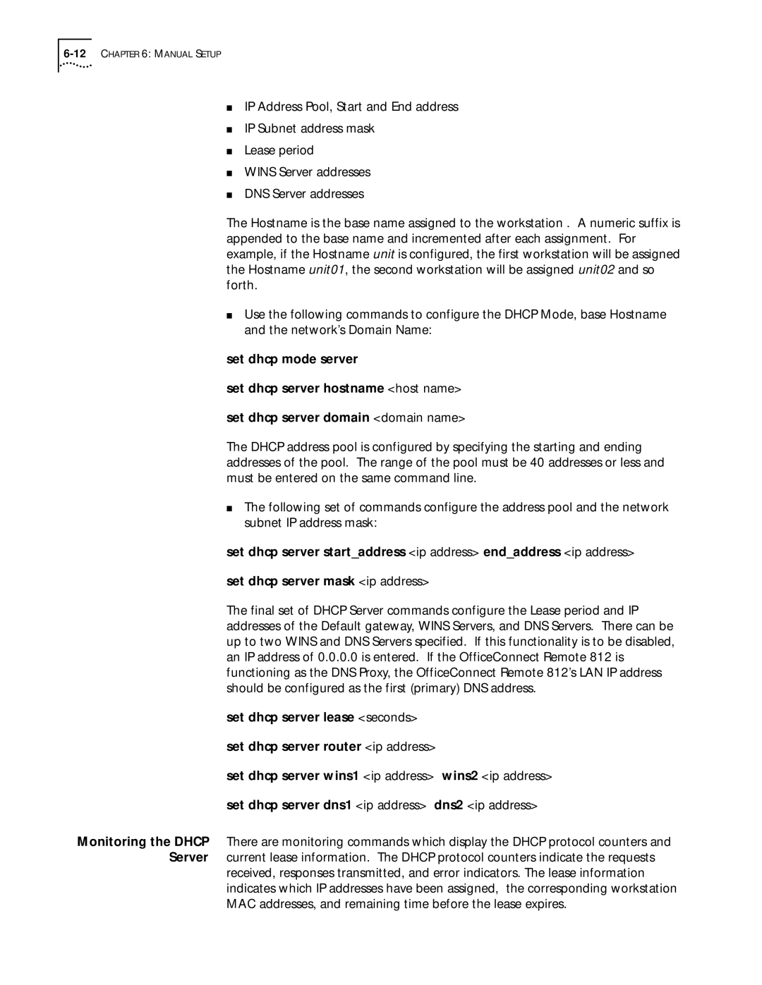 3Com 812 manual 12CHAPTER 6 Manual Setup 