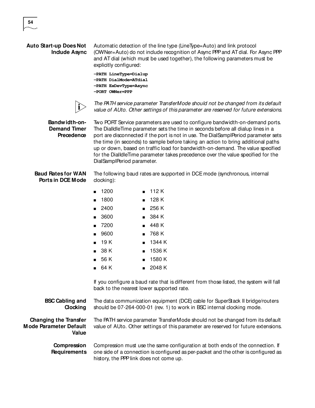 3Com 86-0621-000, C36460T software manual Ports in DCE Mode, Value, History, the PPP link does not come up 