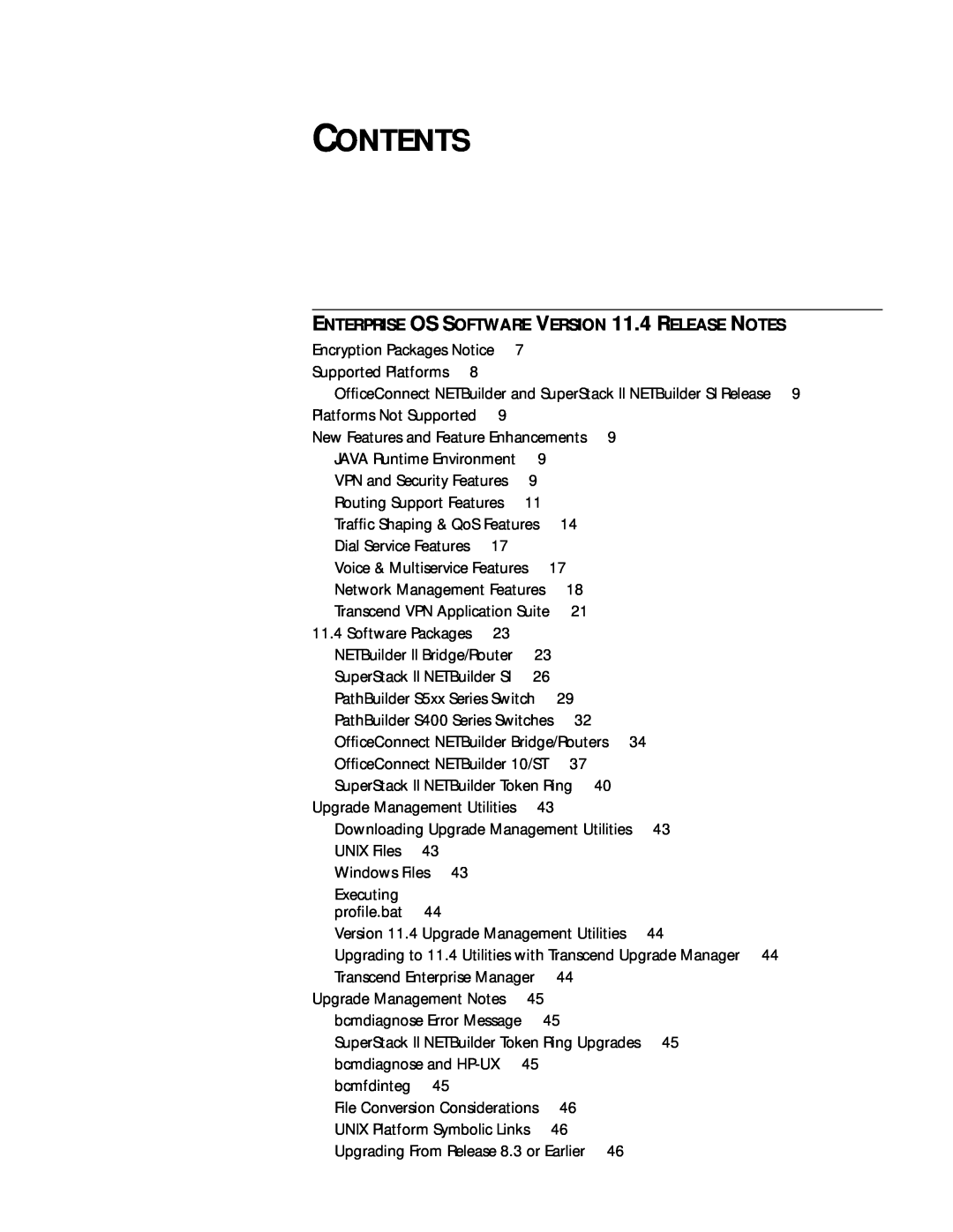 3Com C36460T, 86-0621-000 software manual Contents, ENTERPRISE OS SOFTWARE VERSION 11.4 RELEASE NOTES 