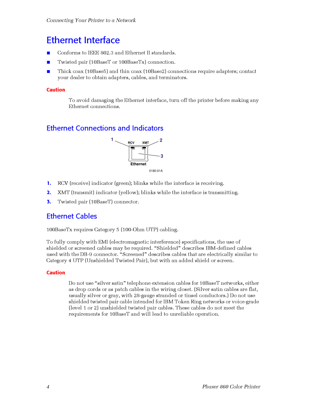 3Com 860 setup guide Ethernet Interface, Ethernet Connections and Indicators, Ethernet Cables 