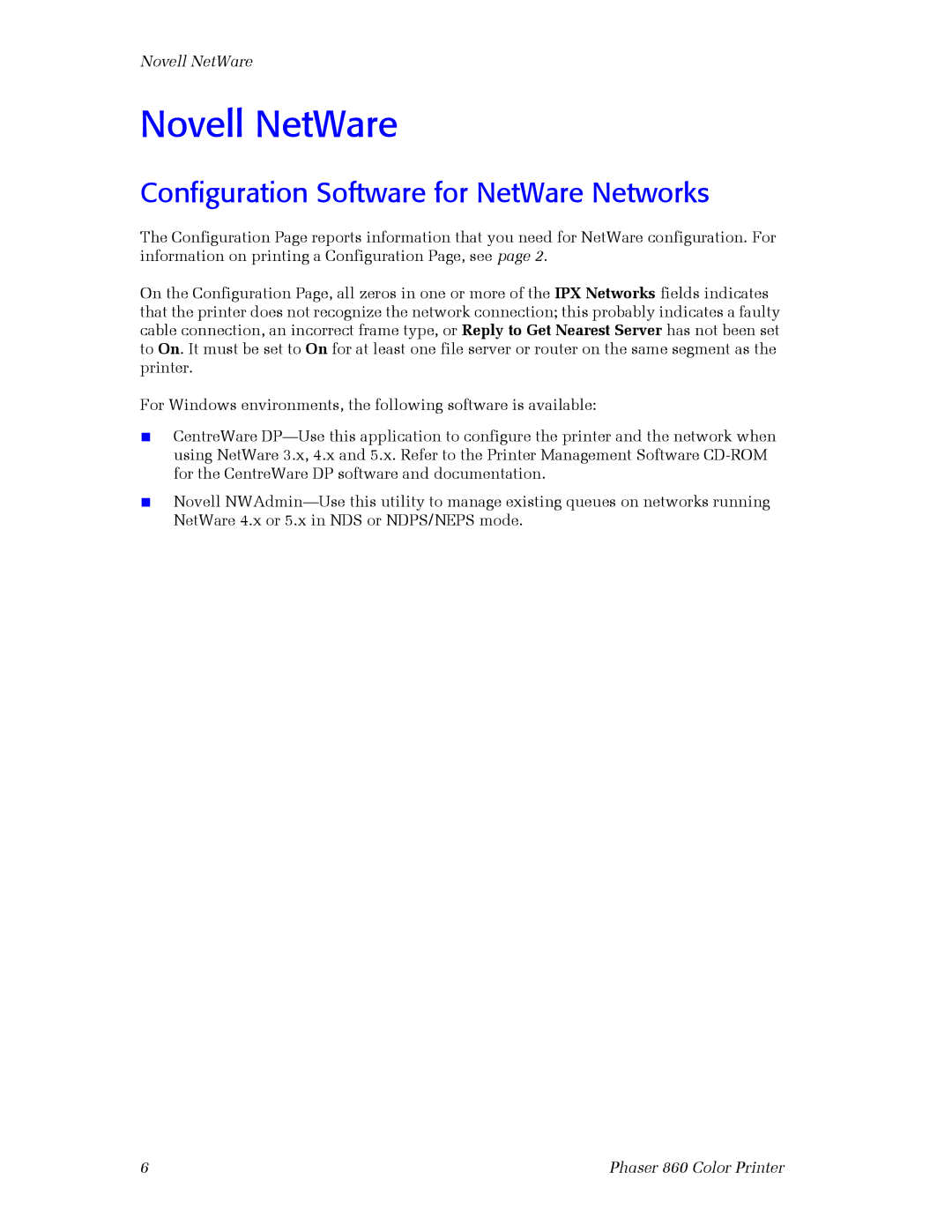 3Com 860 setup guide Novell NetWare, Configuration Software for NetWare Networks 